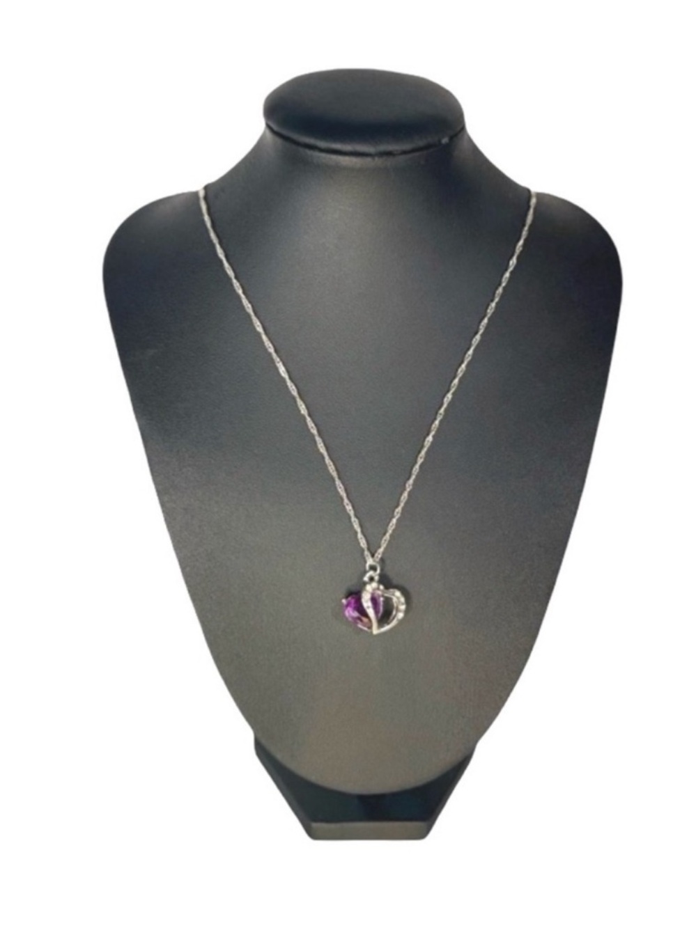Purple Crystal Heart Necklace